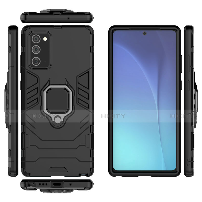 Silikon Hülle Handyhülle und Kunststoff Schutzhülle Tasche mit Magnetisch Ständer N01 für Samsung Galaxy Note 20 5G groß