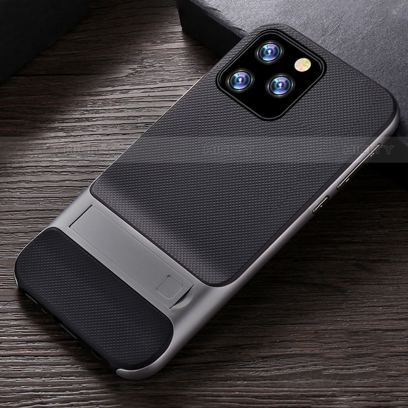 Silikon Hülle Handyhülle und Kunststoff Schutzhülle Tasche mit Ständer A01 für Apple iPhone 11 Pro Max