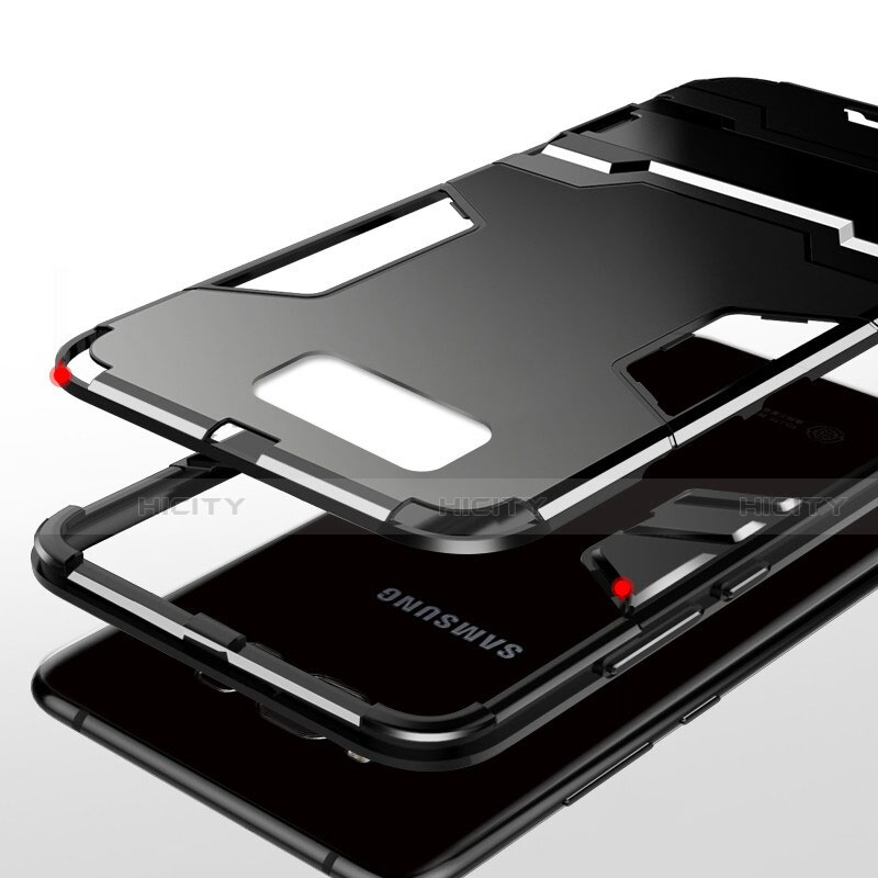 Silikon Hülle Handyhülle und Kunststoff Schutzhülle Tasche mit Ständer A01 für Samsung Galaxy S8 groß