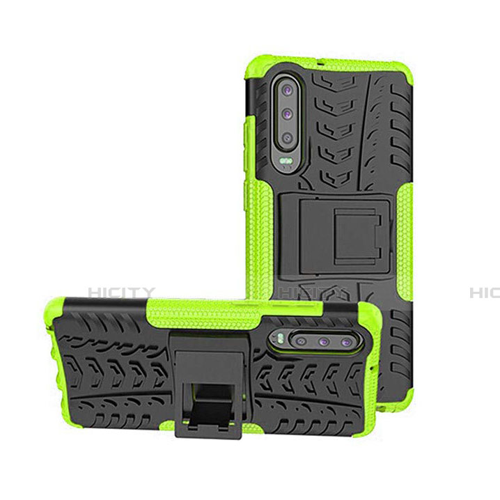 Silikon Hülle Handyhülle und Kunststoff Schutzhülle Tasche mit Ständer A03 für Huawei P30 groß