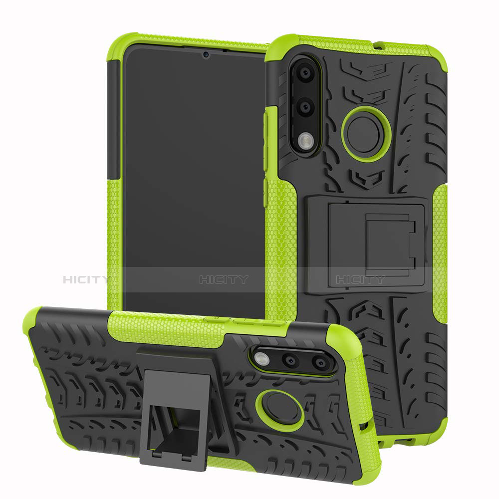 Silikon Hülle Handyhülle und Kunststoff Schutzhülle Tasche mit Ständer A04 für Huawei Nova 4e Grün Plus