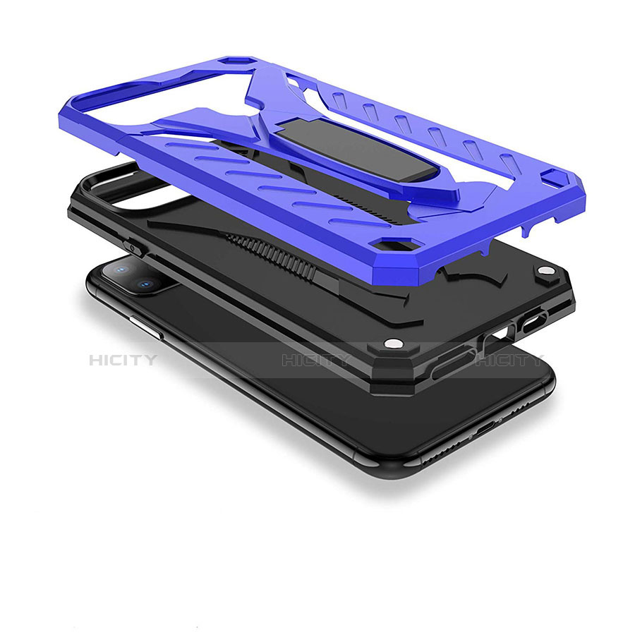 Silikon Hülle Handyhülle und Kunststoff Schutzhülle Tasche mit Ständer für Apple iPhone 11 Pro Max