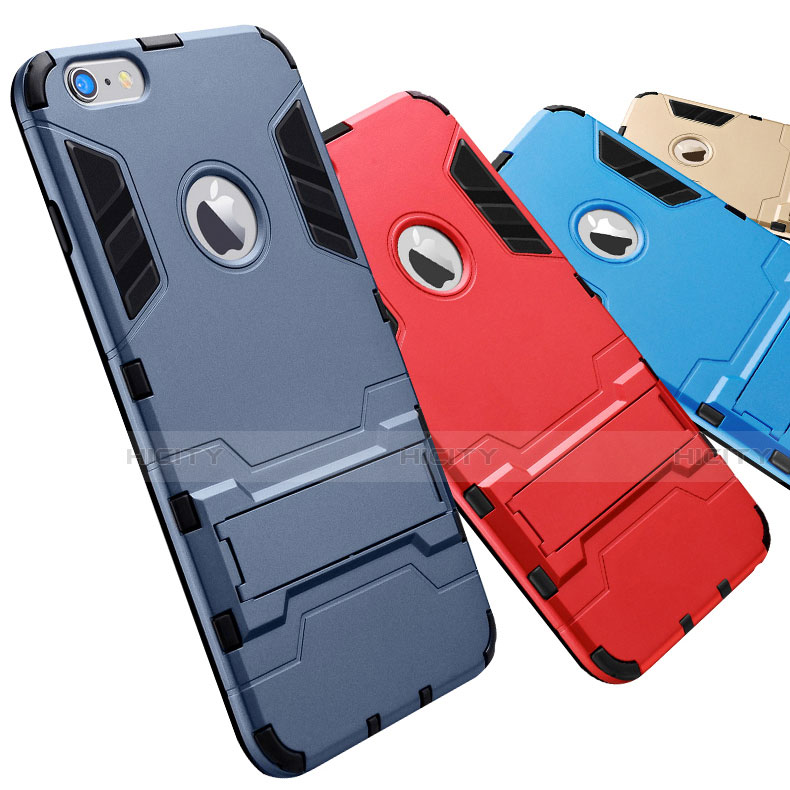 Silikon Hülle Handyhülle und Kunststoff Schutzhülle Tasche mit Ständer für Apple iPhone 6S Plus groß