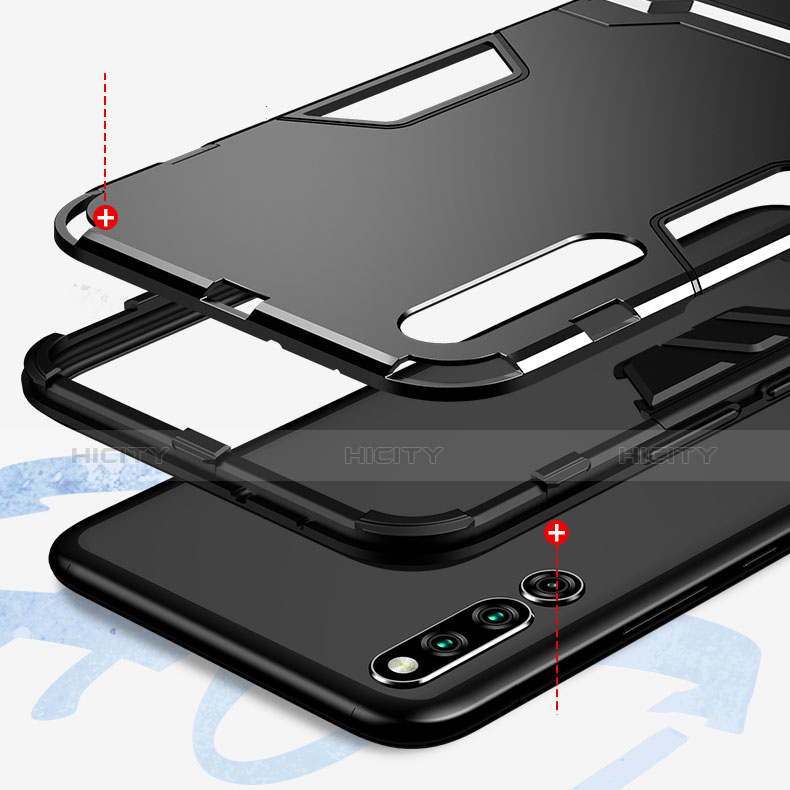 Silikon Hülle Handyhülle und Kunststoff Schutzhülle Tasche mit Ständer für Huawei Honor Magic 2 groß