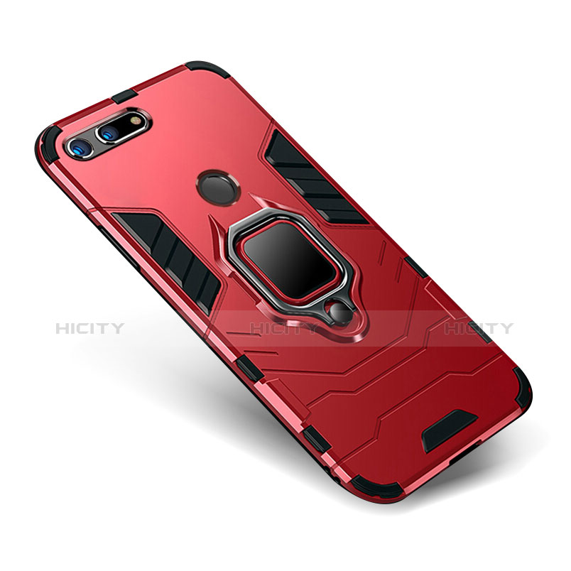Silikon Hülle Handyhülle und Kunststoff Schutzhülle Tasche mit Ständer für Huawei Honor View 20 Rot