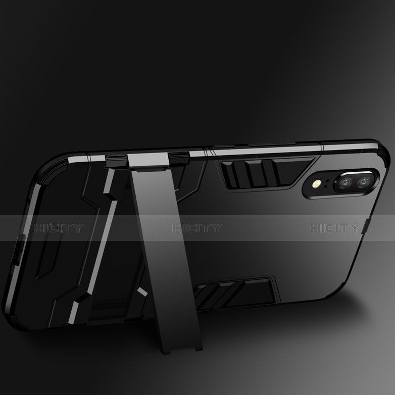 Silikon Hülle Handyhülle und Kunststoff Schutzhülle Tasche mit Ständer für Huawei P20 groß