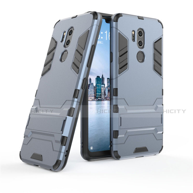 Silikon Hülle Handyhülle und Kunststoff Schutzhülle Tasche mit Ständer für LG G7 groß