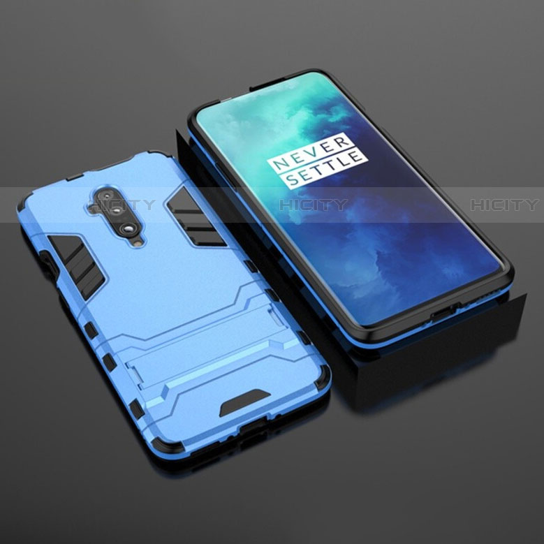 Silikon Hülle Handyhülle und Kunststoff Schutzhülle Tasche mit Ständer für OnePlus 7T Pro