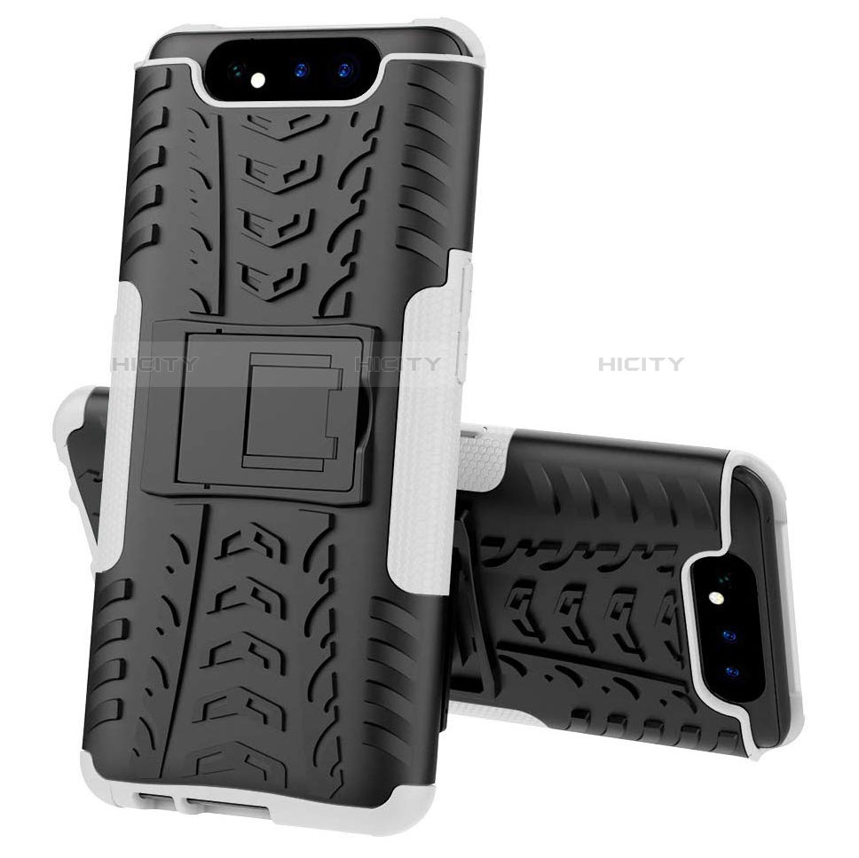 Silikon Hülle Handyhülle und Kunststoff Schutzhülle Tasche mit Ständer für Samsung Galaxy A80