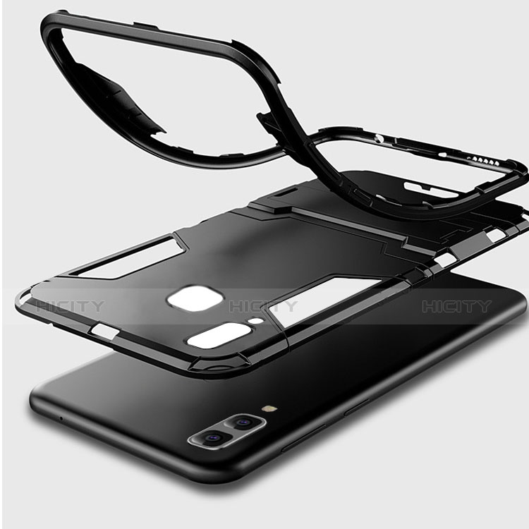 Silikon Hülle Handyhülle und Kunststoff Schutzhülle Tasche mit Ständer für Samsung Galaxy A9 Star SM-G8850