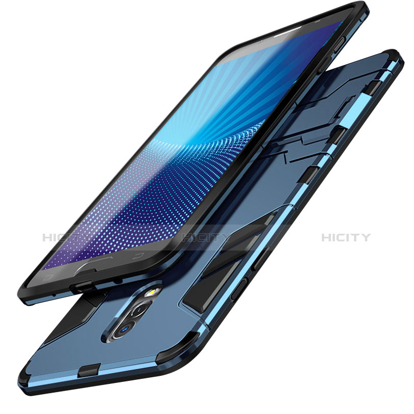 Silikon Hülle Handyhülle und Kunststoff Schutzhülle Tasche mit Ständer für Samsung Galaxy C7 (2017) groß