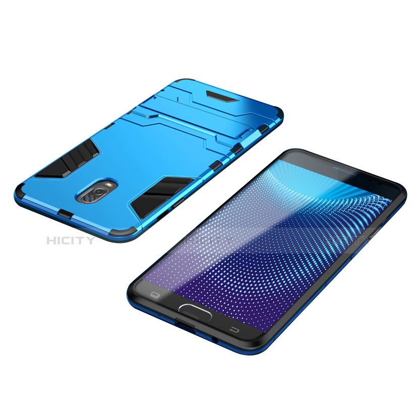 Silikon Hülle Handyhülle und Kunststoff Schutzhülle Tasche mit Ständer für Samsung Galaxy C7 (2017) groß