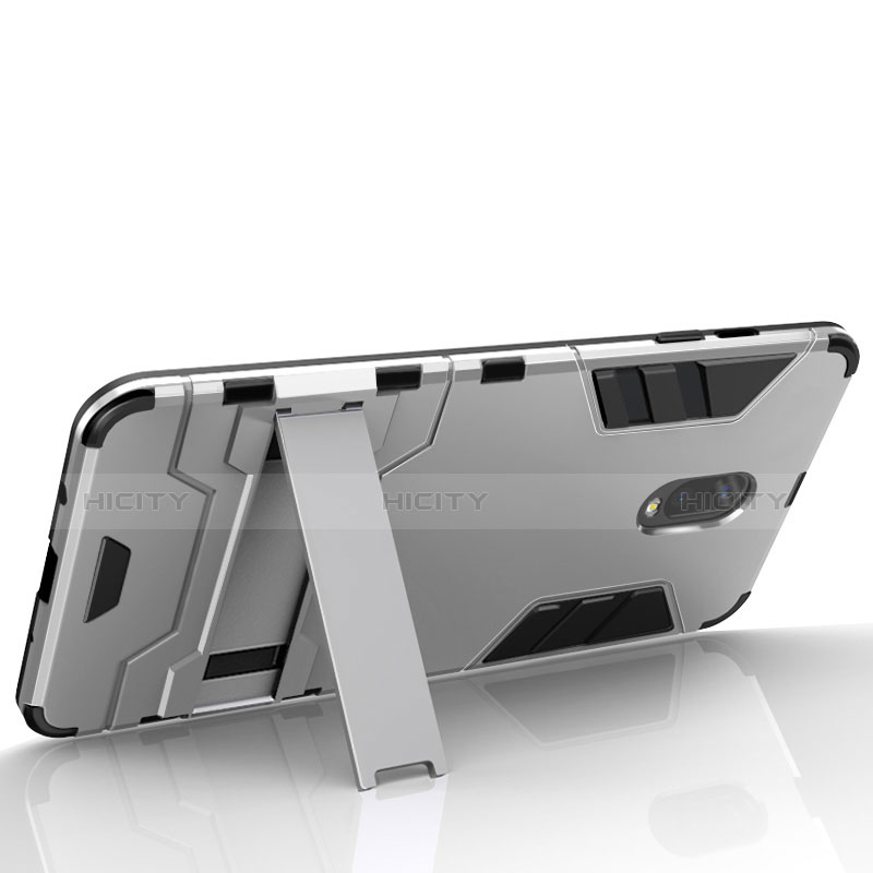 Silikon Hülle Handyhülle und Kunststoff Schutzhülle Tasche mit Ständer für Samsung Galaxy C8 C710F groß