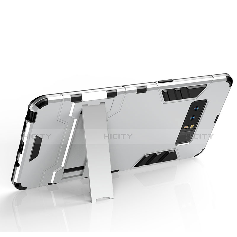 Silikon Hülle Handyhülle und Kunststoff Schutzhülle Tasche mit Ständer für Samsung Galaxy Note 8 groß