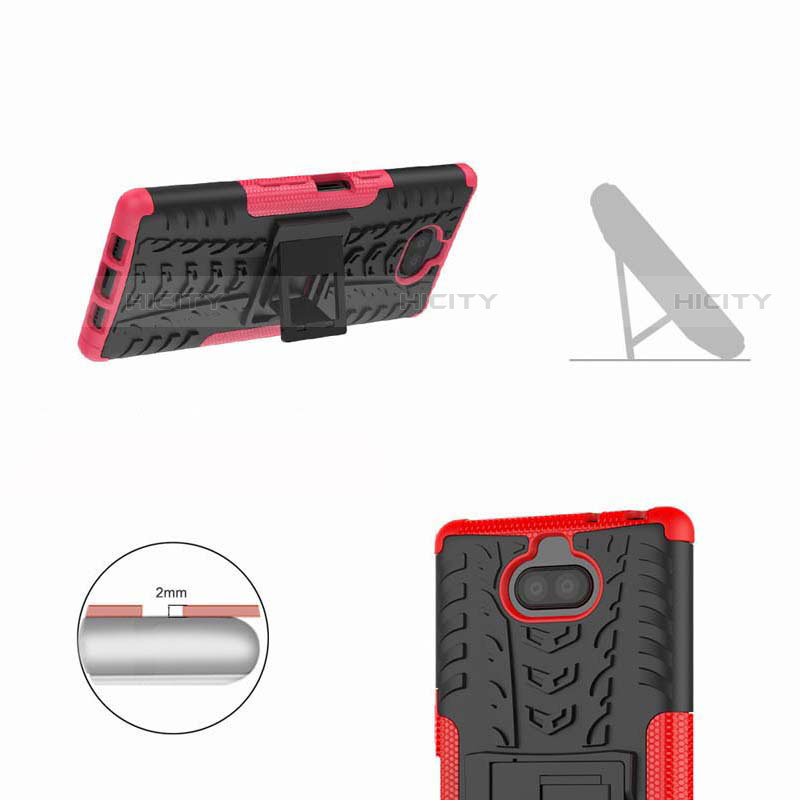Silikon Hülle Handyhülle und Kunststoff Schutzhülle Tasche mit Ständer für Sony Xperia 10 groß