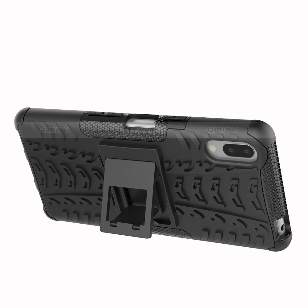 Silikon Hülle Handyhülle und Kunststoff Schutzhülle Tasche mit Ständer für Sony Xperia L3 groß