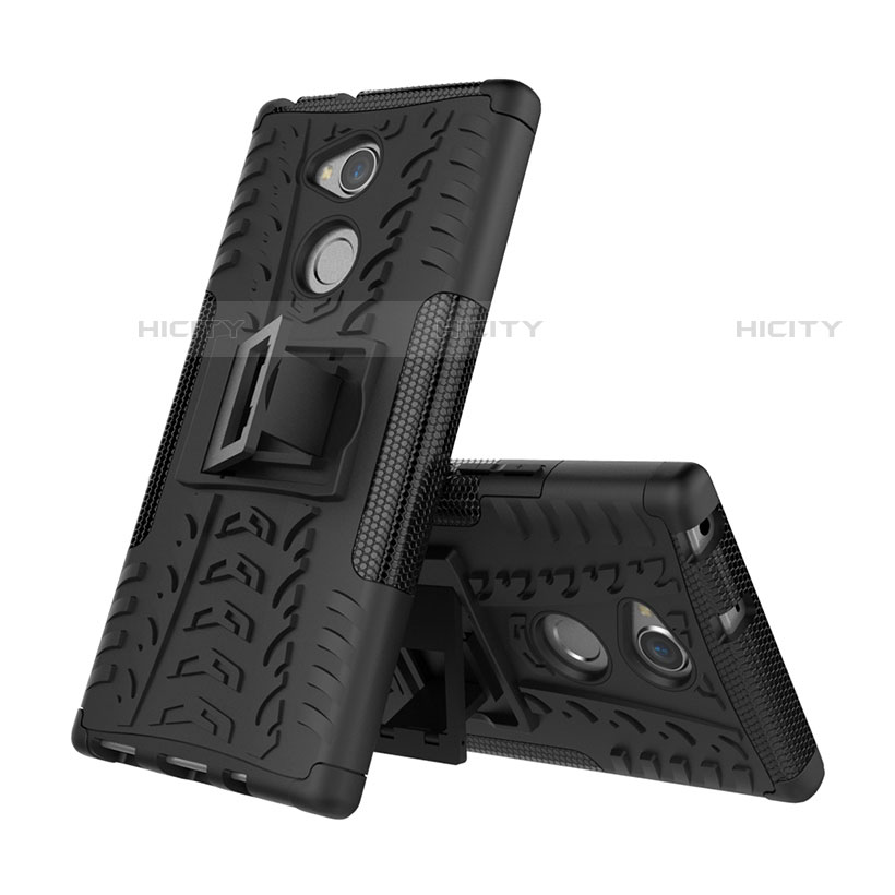 Silikon Hülle Handyhülle und Kunststoff Schutzhülle Tasche mit Ständer für Sony Xperia XA2 Plus