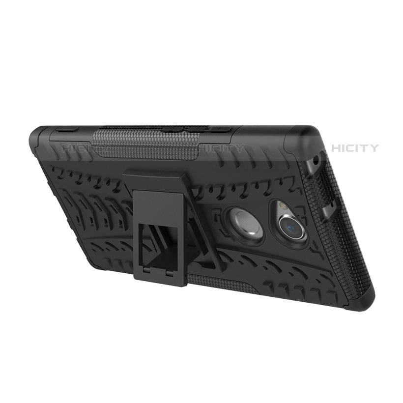 Silikon Hülle Handyhülle und Kunststoff Schutzhülle Tasche mit Ständer für Sony Xperia XA2 Ultra