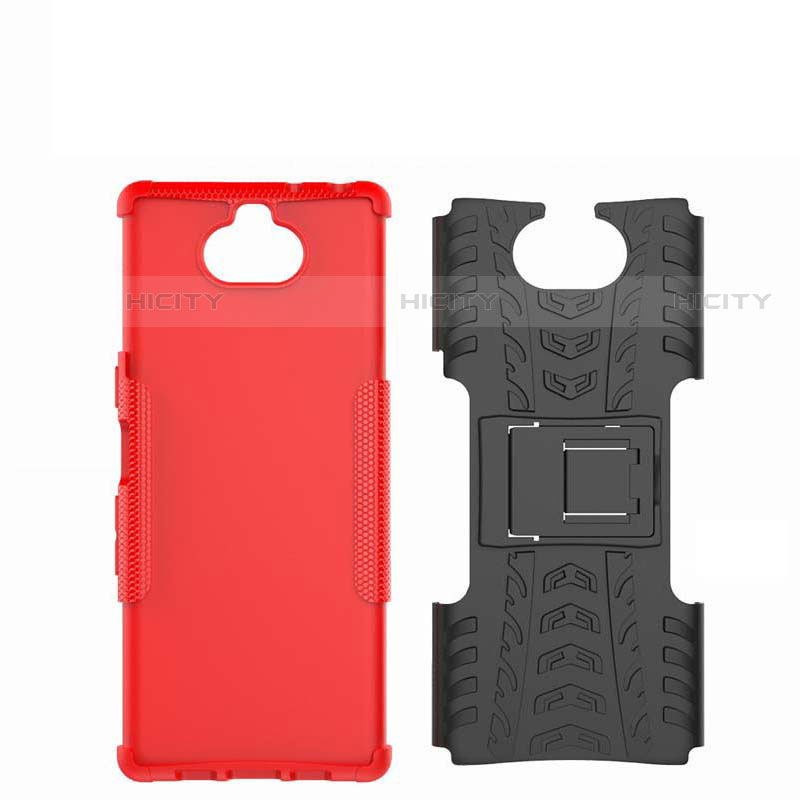 Silikon Hülle Handyhülle und Kunststoff Schutzhülle Tasche mit Ständer für Sony Xperia XA3