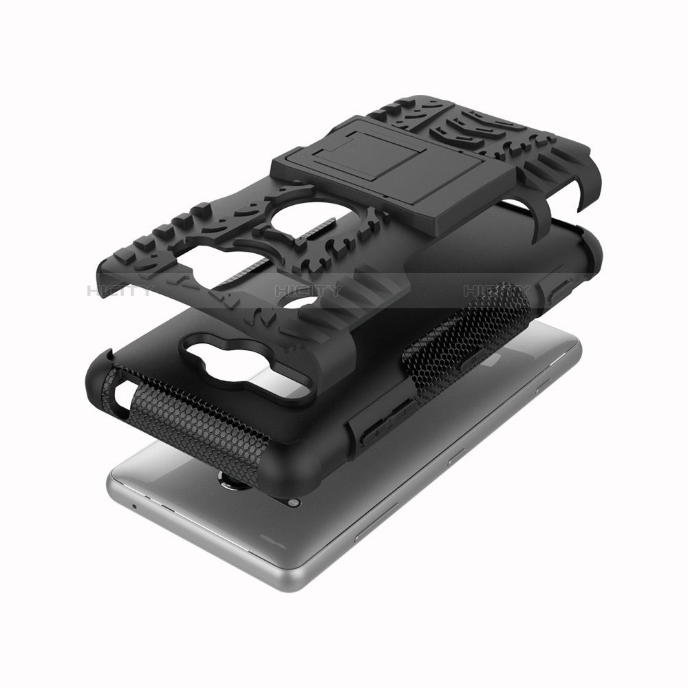 Silikon Hülle Handyhülle und Kunststoff Schutzhülle Tasche mit Ständer für Sony Xperia XZ2 Compact groß