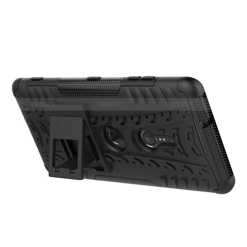 Silikon Hülle Handyhülle und Kunststoff Schutzhülle Tasche mit Ständer für Sony Xperia XZ3 groß