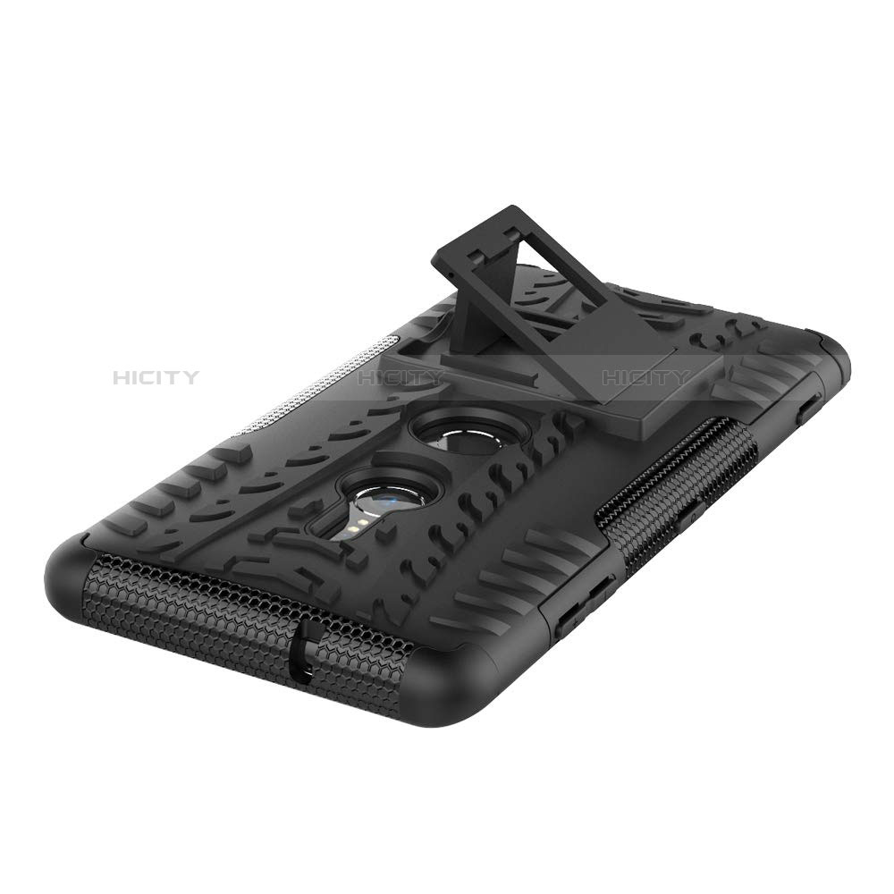 Silikon Hülle Handyhülle und Kunststoff Schutzhülle Tasche mit Ständer für Sony Xperia XZ3 groß