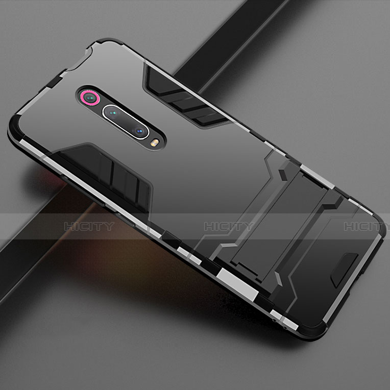 Silikon Hülle Handyhülle und Kunststoff Schutzhülle Tasche mit Ständer für Xiaomi Mi 9T groß