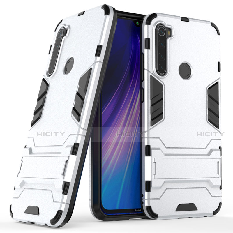 Silikon Hülle Handyhülle und Kunststoff Schutzhülle Tasche mit Ständer für Xiaomi Redmi Note 8T