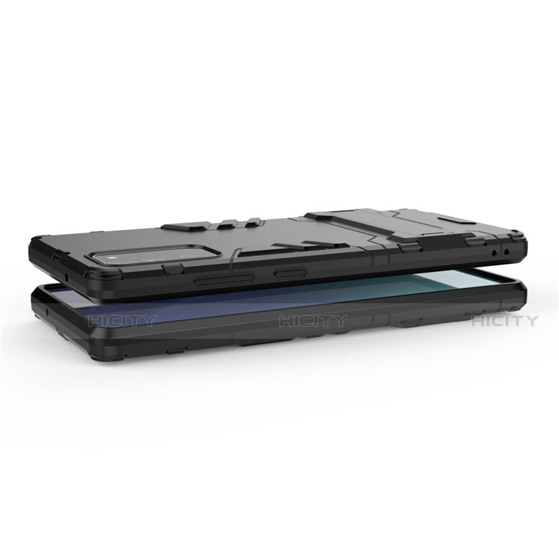 Silikon Hülle Handyhülle und Kunststoff Schutzhülle Tasche mit Ständer N01 für Samsung Galaxy Note 20 5G groß