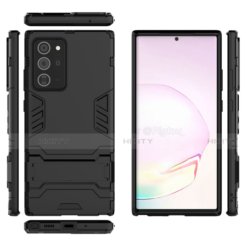 Silikon Hülle Handyhülle und Kunststoff Schutzhülle Tasche mit Ständer N02 für Samsung Galaxy Note 20 Ultra 5G groß