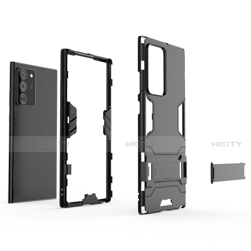 Silikon Hülle Handyhülle und Kunststoff Schutzhülle Tasche mit Ständer N02 für Samsung Galaxy Note 20 Ultra 5G groß