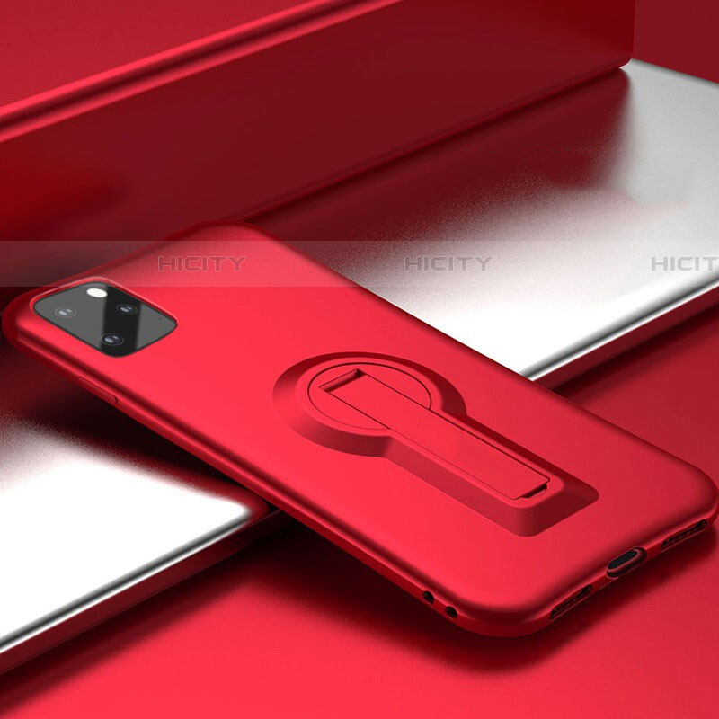 Silikon Hülle Handyhülle und Kunststoff Schutzhülle Tasche mit Ständer R01 für Apple iPhone 11 Pro Max Rot Plus
