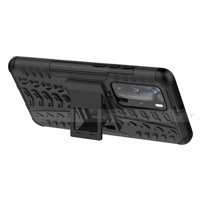 Silikon Hülle Handyhülle und Kunststoff Schutzhülle Tasche mit Ständer R01 für Huawei P40 Pro