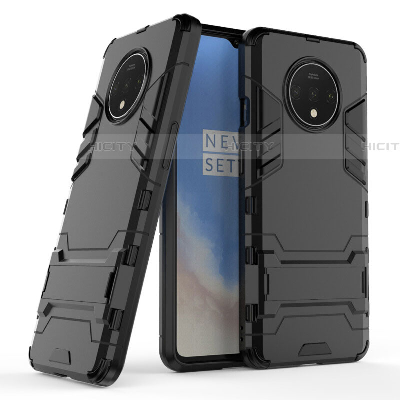 Silikon Hülle Handyhülle und Kunststoff Schutzhülle Tasche mit Ständer R01 für OnePlus 7T