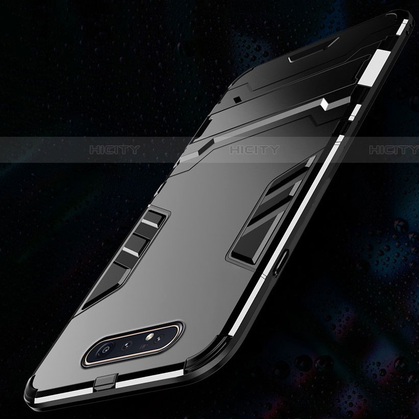 Silikon Hülle Handyhülle und Kunststoff Schutzhülle Tasche mit Ständer R01 für Samsung Galaxy A90 4G groß