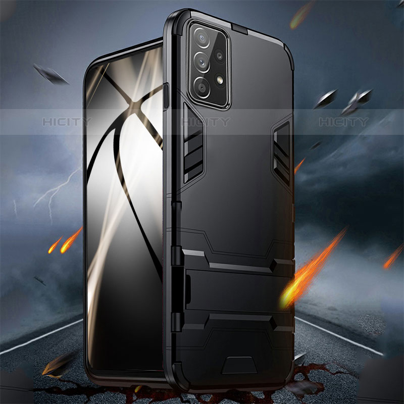 Silikon Hülle Handyhülle und Kunststoff Schutzhülle Tasche mit Ständer R01 für Samsung Galaxy M32 5G groß