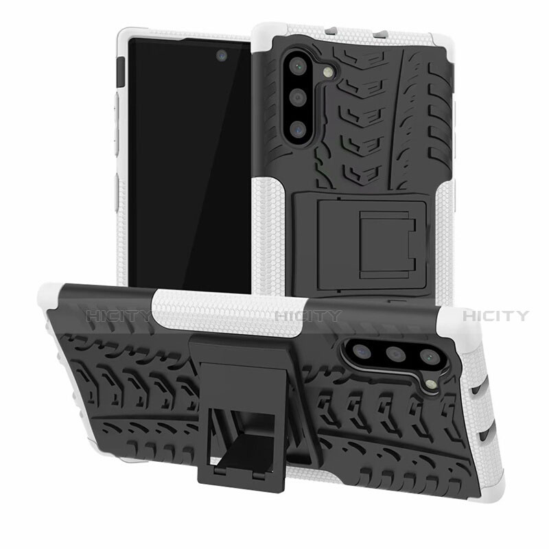 Silikon Hülle Handyhülle und Kunststoff Schutzhülle Tasche mit Ständer R01 für Samsung Galaxy Note 10 5G