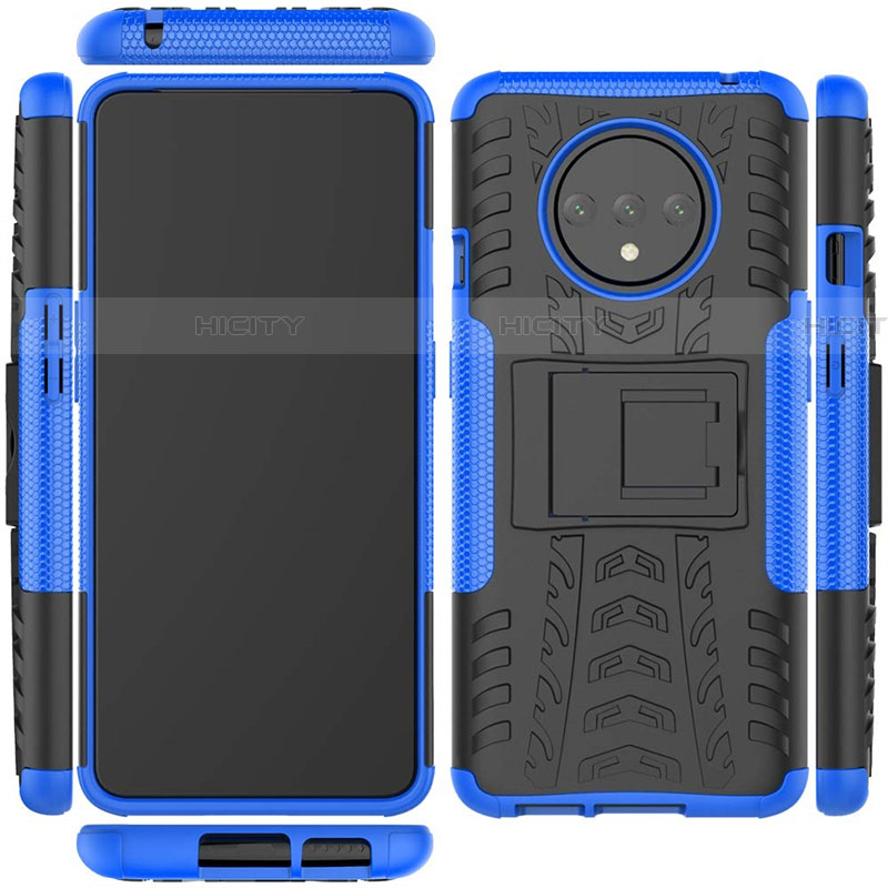 Silikon Hülle Handyhülle und Kunststoff Schutzhülle Tasche mit Ständer R02 für OnePlus 7T