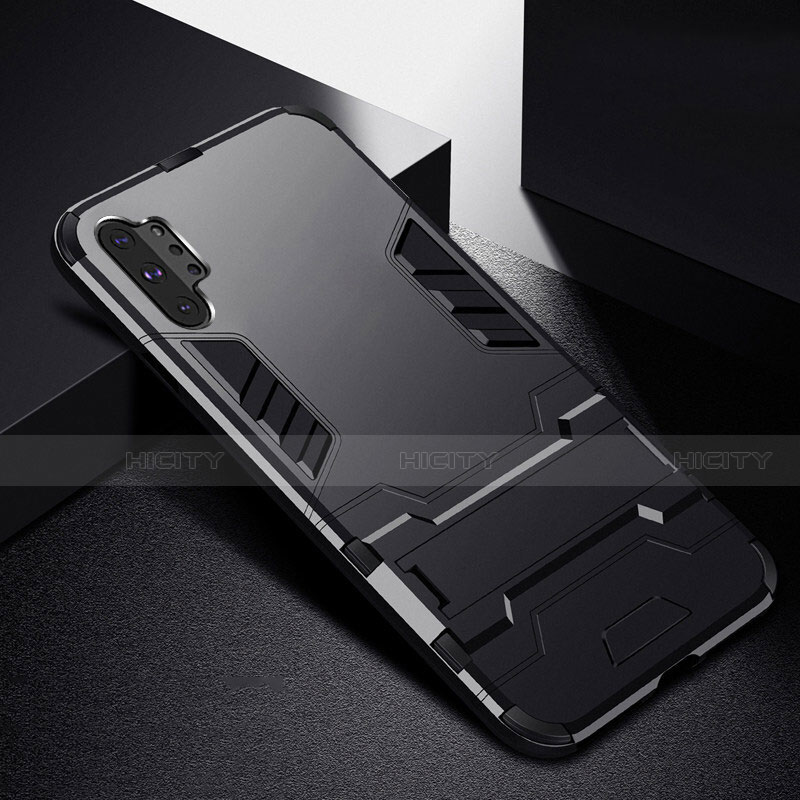 Silikon Hülle Handyhülle und Kunststoff Schutzhülle Tasche mit Ständer R02 für Samsung Galaxy Note 10 Plus groß
