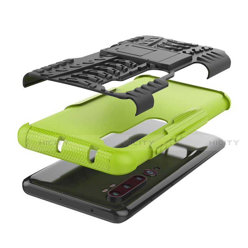 Silikon Hülle Handyhülle und Kunststoff Schutzhülle Tasche mit Ständer R02 für Xiaomi Mi Note 10 Pro