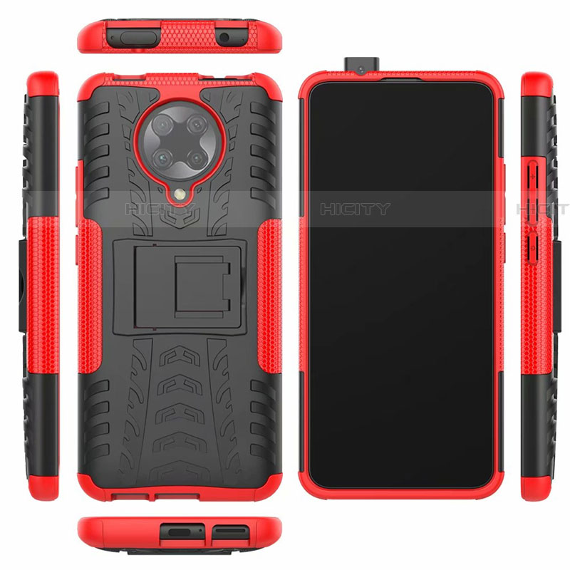Silikon Hülle Handyhülle und Kunststoff Schutzhülle Tasche mit Ständer R02 für Xiaomi Poco F2 Pro groß