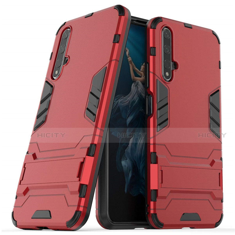 Silikon Hülle Handyhülle und Kunststoff Schutzhülle Tasche mit Ständer R03 für Huawei Honor 20