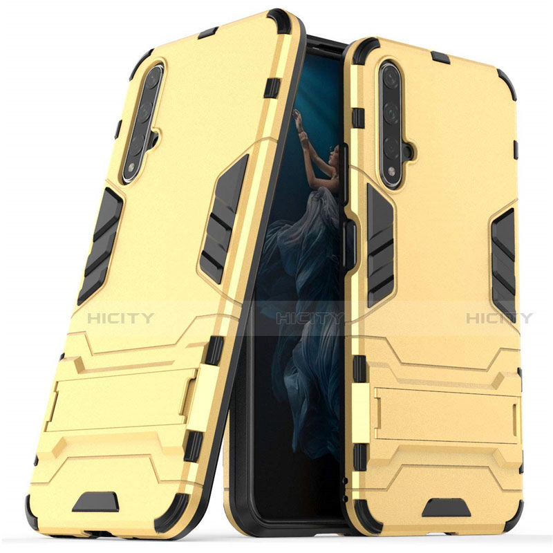 Silikon Hülle Handyhülle und Kunststoff Schutzhülle Tasche mit Ständer R03 für Huawei Honor 20 Gold Plus