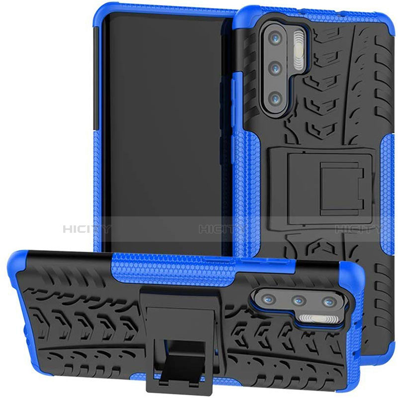 Silikon Hülle Handyhülle und Kunststoff Schutzhülle Tasche mit Ständer R03 für Huawei P30 Pro