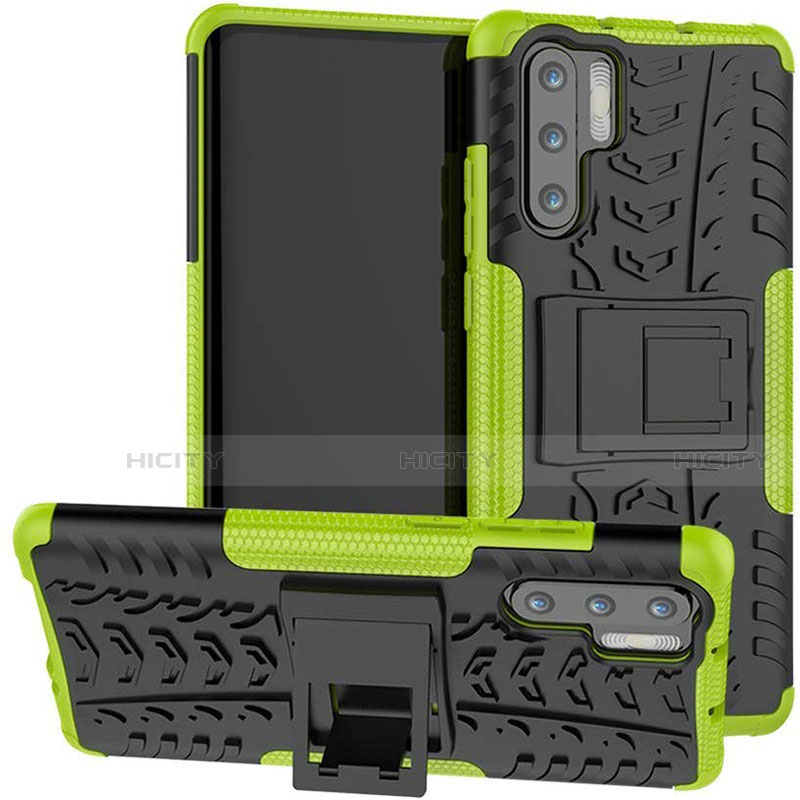 Silikon Hülle Handyhülle und Kunststoff Schutzhülle Tasche mit Ständer R03 für Huawei P30 Pro groß