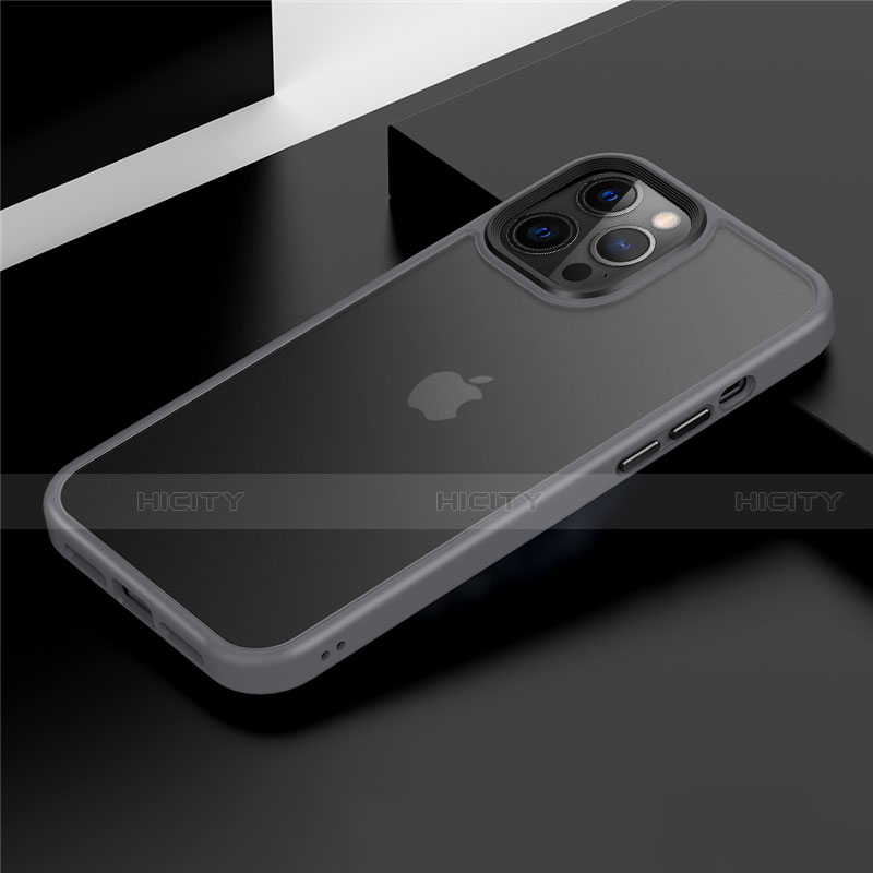 Silikon Hülle Handyhülle und Kunststoff Schutzhülle Tasche N01 für Apple iPhone 12 Pro Grau