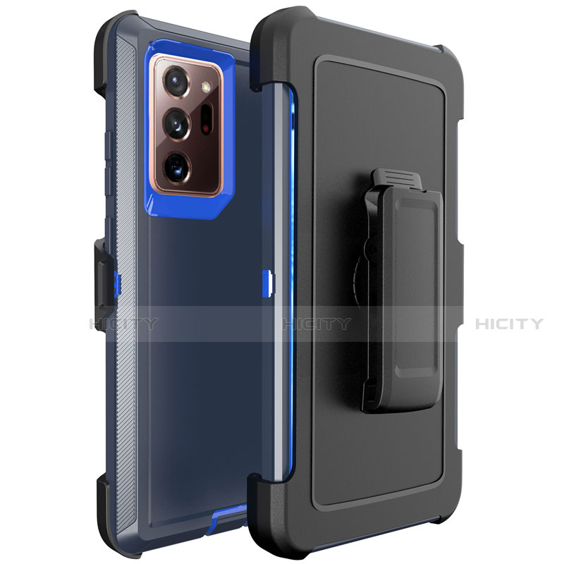 Silikon Hülle Handyhülle und Kunststoff Schutzhülle Tasche N04 für Samsung Galaxy Note 20 Ultra 5G Blau und Schwarz Plus