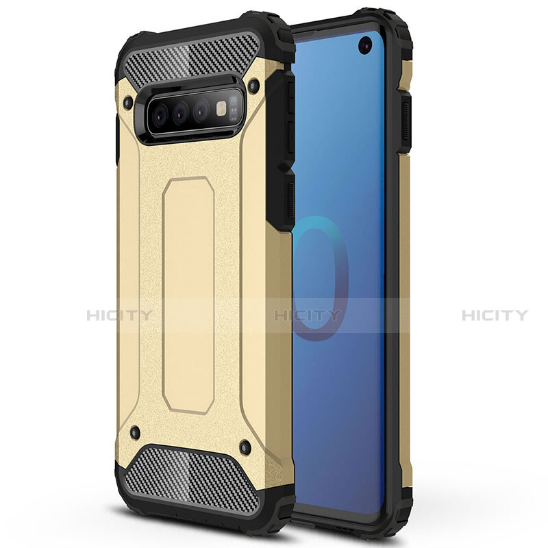 Silikon Hülle Handyhülle und Kunststoff Schutzhülle Tasche R01 für Samsung Galaxy S10 5G Gold