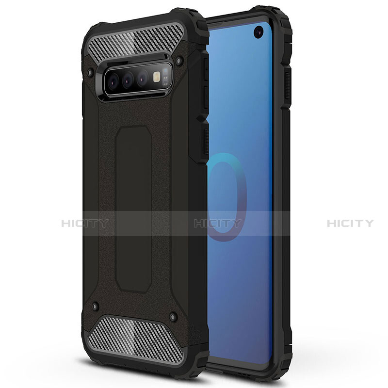 Silikon Hülle Handyhülle und Kunststoff Schutzhülle Tasche R01 für Samsung Galaxy S10 5G Schwarz