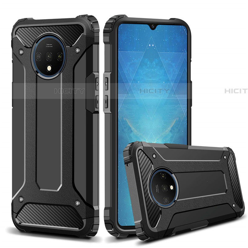 Silikon Hülle Handyhülle und Kunststoff Schutzhülle Tasche R02 für OnePlus 7T Schwarz Plus